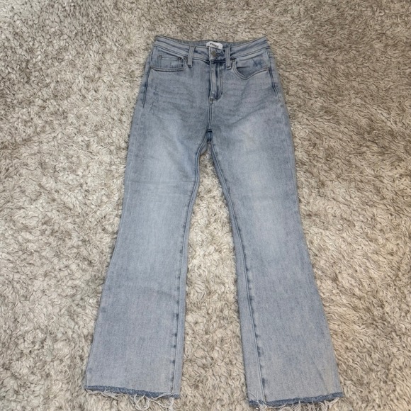 Pistola Lennon High Rise Raw Hem Crop Flare Jeans Size 25 Light Wash - Picture 2 of 10